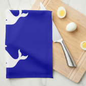 Linge De Cuisine Baleine blanche sur bleu (Quart Plié)