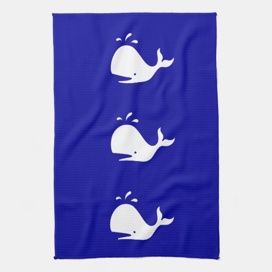 Linge De Cuisine Baleine blanche sur bleu (Vertical)