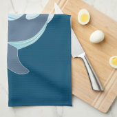 Linge De Cuisine  baleine bleue nageant  (Quart Plié)