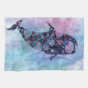 Linge De Cuisine Baleine ornementale de silhouette