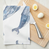 Linge De Cuisine Baleines à bosse en aquarelle (Quart Plié)