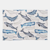 Linge De Cuisine Baleines aquarelles (Horizontal)