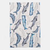 Linge De Cuisine Baleines aquarelles (Vertical)