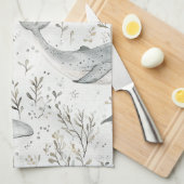 Linge De Cuisine Baleines gris océanique (Quart Plié)