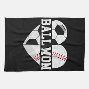 Linge De Cuisine Ball Maman Chemise Coeur Funny Baseball Soccer Mam