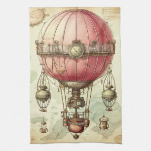 Linge De Cuisine Ballon à air chaud rose steampunk vintage (2)