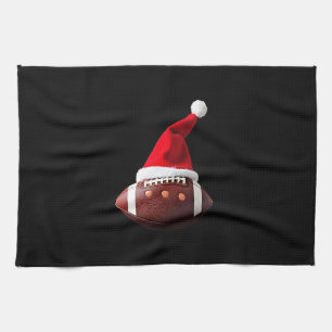 Linge De Cuisine Ballon de football américain de Noël avec chapeau