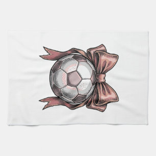 Linge De Cuisine Ballon de football vintage à ruban rose