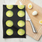 Linge De Cuisine Ballons De Golf Jaune Sur Noir, (Quart Plié)