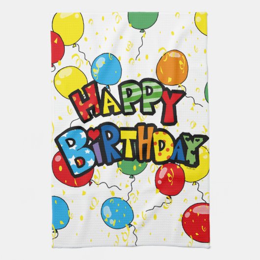 Linge De Cuisine ballons de partie de joyeux anniversaire (Vertical)
