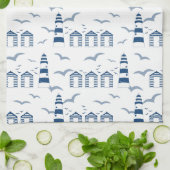 Linge De Cuisine Balnéaire Plage Cabines et phares (Plié)