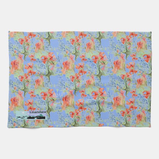 Linge De Cuisine Balsam et Lobelia Motif (Horizontal)