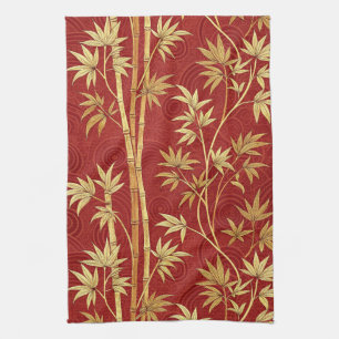 Linge De Cuisine Bambou cramoisi Est-Asiatique (1)