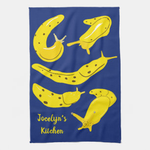 Linge De Cuisine Banana Slugs Yellow et Royal Blue Personnalisez