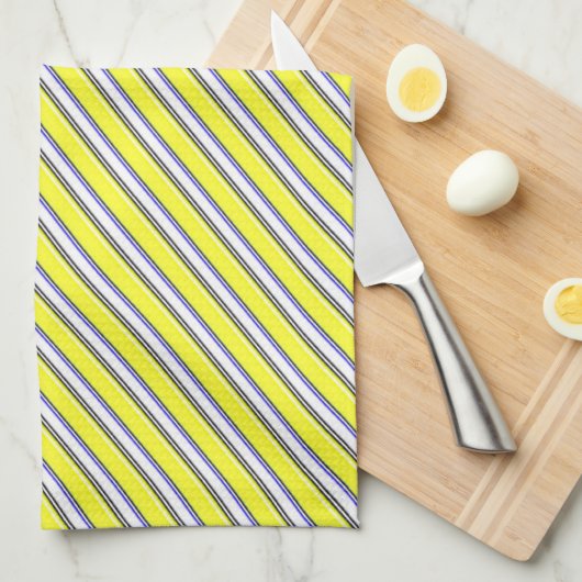 Linge De Cuisine Bande2 jaune (Quart Plié)