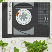 Linge De Cuisine Bande Casette Retro texte personnalisé (Plié)