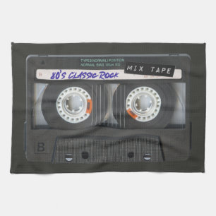 Linge De Cuisine Bande Cassette Années 80 Noir Mix Bande Vintage