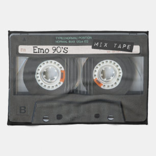 Linge De Cuisine Bande de bande Emo Cassette 90's Noir Mix