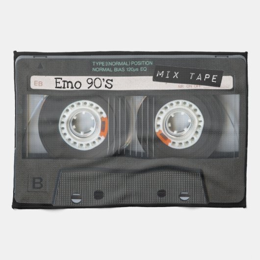 Linge De Cuisine Bande de bande Emo Cassette 90's Noir Mix (Horizontal)