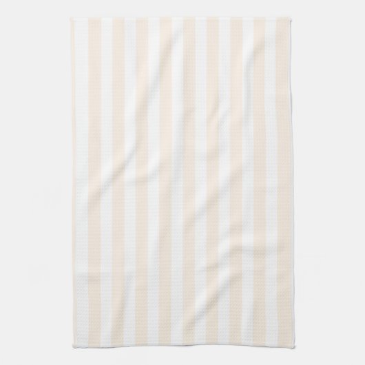 Linge De Cuisine Bande de bonbons beige et blanche (Vertical)