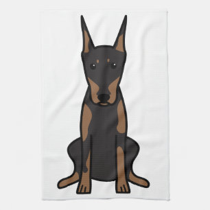 Linge De Cuisine Bande dessinée de chien de Pinscher de dobermann