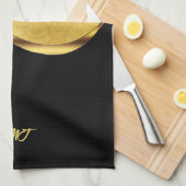 Linge De Cuisine Bande dynamique noire et or (Quart Plié)