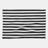 Linge De Cuisine Bande Large Noire Et Blanche (Horizontal)