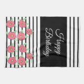 Linge De Cuisine Bande moderne noire et blanche (Horizontal)