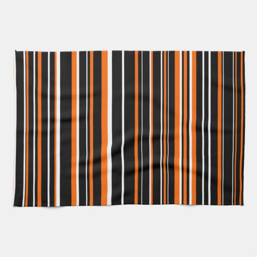 Linge De Cuisine Bande noire, orange et blanche personnalisable (Horizontal)