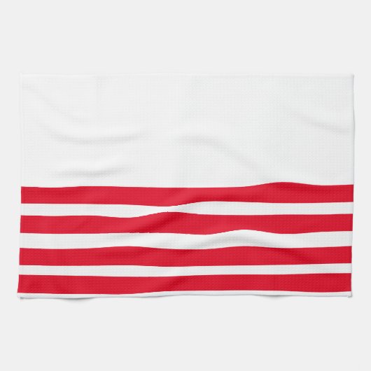 Linge De Cuisine Bande rouge et blanche (Horizontal)