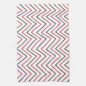 Linge De Cuisine Bande verticale Chevron noir et rouge (Vertical)