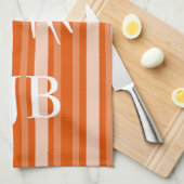 Linge De Cuisine Bande victorienne persimmon avec monogramme papill (Quart Plié)