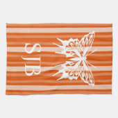 Linge De Cuisine Bande victorienne persimmon avec monogramme papill (Horizontal)