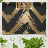 Linge De Cuisine Bandes à pinces noires et dorées (Plié)