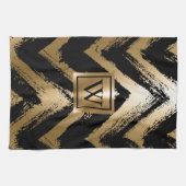 Linge De Cuisine Bandes à pinces noires et dorées (Horizontal)