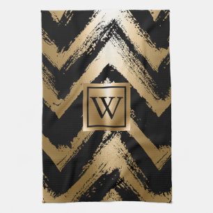 Linge De Cuisine Bandes à pinces noires et dorées