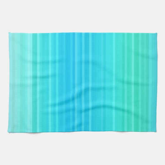 Linge De Cuisine Bandes abstraites pastel bleu sarcelle vert (Horizontal)