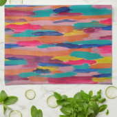 Linge De Cuisine Bandes Abstraites roses (Plié)