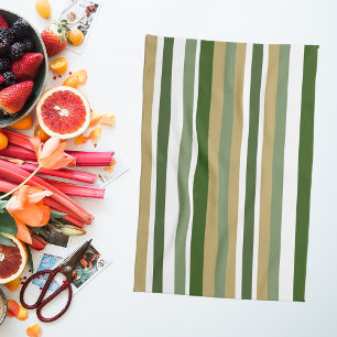 Linge De Cuisine Bandes blanches jaunes vertes