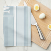Linge De Cuisine Bandes bleu glace monogramme (Quart Plié)
