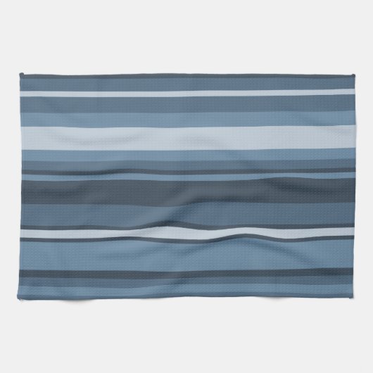 Linge De Cuisine Bandes bleu gris (Horizontal)