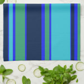 Linge De Cuisine Bandes bleues et vertes (Plié)