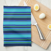 Linge De Cuisine Bandes bleues et vertes (Quart Plié)