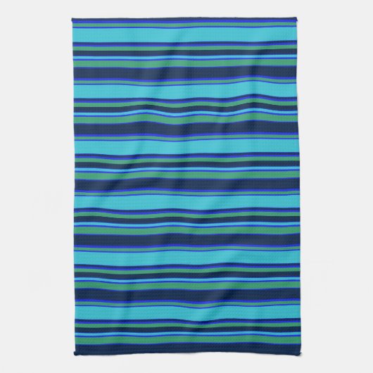 Linge De Cuisine Bandes bleues et vertes (Vertical)