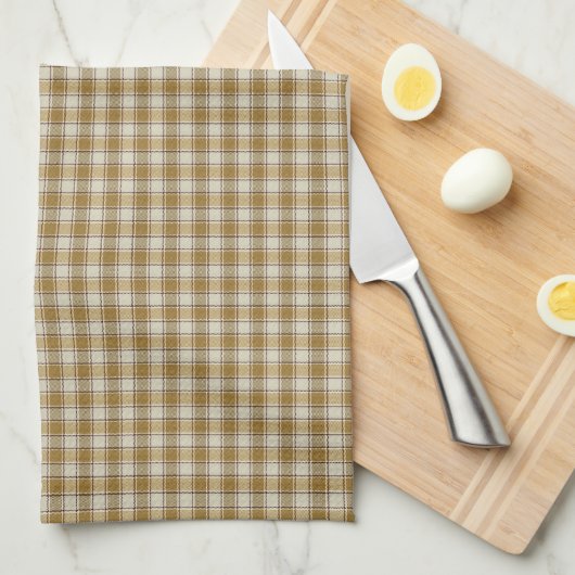 Linge De Cuisine Bandes Chic Plaid Or (Quart Plié)