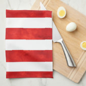 Linge De Cuisine Bandes d'aquarelle rouge (Quart Plié)