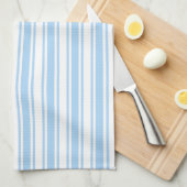 Linge De Cuisine Bandes de bonbons bleu pâle et blanc (Quart Plié)