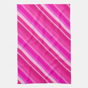 Linge De Cuisine Bandes de bonbons en couches - rose et fuchsia