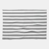 Linge De Cuisine Bandes de bonbons grises et blanches (Horizontal)
