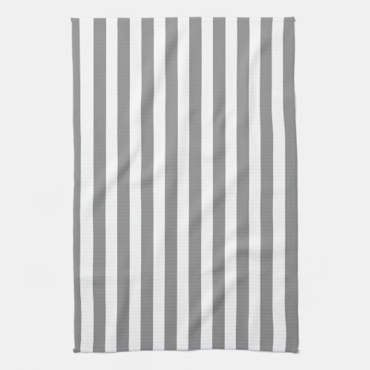 Linge De Cuisine Bandes de bonbons grises et blanches (Vertical)